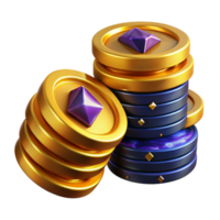 elegant vintage Stack of Gold Coins Isolated on Transparent Background high quality png
