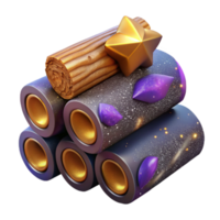 dramatic artistic Stack of Logs Side View Cutout Transparent Background high resolution png