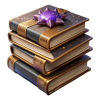 dramatic creative Stack of Old Books with Leather Covers Isolated high resolution png