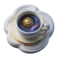 dramatic rustic White Teacup Top View with Handle Isolated original png
