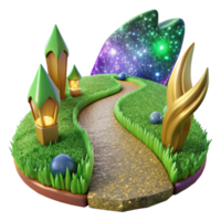 vibrant rustic Winding Path Through a Meadow with Green Grass Cutout png