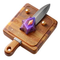 vibrant artistic Wooden Cutting Board with Knife Cutout high resolution png
