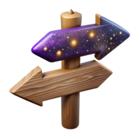 stunning artistic Wooden Signpost on Forked Path Isolated with Rustic Texture high quality png