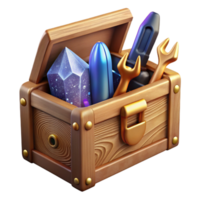 impressive vintage Wooden Toolbox Open Cutout with Tools Visible original png