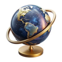 elegant rustic World Globe Rotating Angled View with Transparent Background premium png