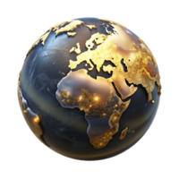 beautiful abstract World Globe with Glowing Continents Isolated high resolution png