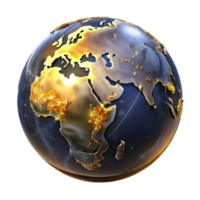 dramatic modern World Globe with Glowing Continents Isolated original png