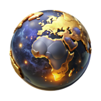 beautiful rustic World Globe with Glowing Continents Isolated premium png