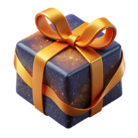 wonderful abstract Wrapped Present with Orange Ribbon Isolated authentic png