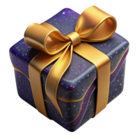 elegant modern Wrapped Present with Gold Ribbon Isolated authentic png