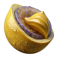 elegant abstract Yellow Lemon Slice Macro View Isolated detailed png