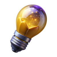 beautiful abstract Yellow Light Bulb Lit Isolated Element detailed png