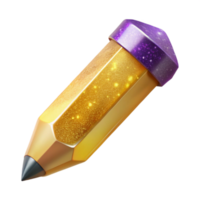 serene modern Yellow Pencil Angled View Isolated Element premium png
