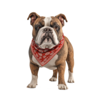 Bulldog wearing a red bandana, isolated on transparent background png