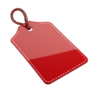 Red price tag with a white border, isolated on transparent background png
