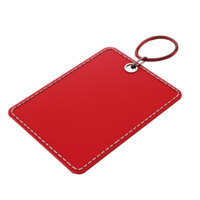 Rectangular red tag with a loop, isolated on transparent background png