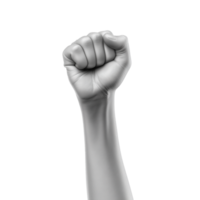 A hand is raised in the air with a fist clenched png