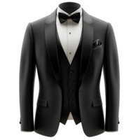 Black and White Tuxedo with Vest and Bow Tie, isolated on transparent background png