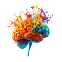 A colorful brain with a fire explosion coming out of it png
