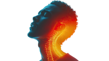 Artistic Portrait of a Man in Blue and Orange, Neck Highlighted in Heatmap Style, Isolated on transparent background png