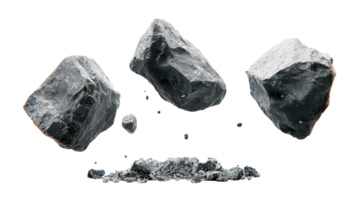 Floating rocks with dust, isolated on transparent background png