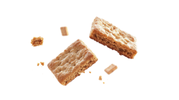 Crumbled shortbread cookie pieces, isolated on transparent background png