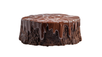 Chocolate cake with dripping glaze, isolated on transparent background png