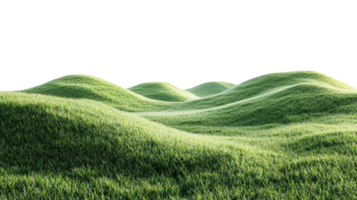 Vibrant grassy hills with smooth curves, isolated on transparent background png