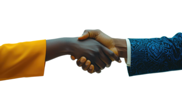 Two hands shaking in agreement, isolated on transparent background png