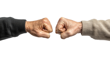 Two fists bumping in greeting, isolated on transparent background png