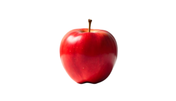 Glossy Red Apple with a Natural Stem Against a Transparent Background png