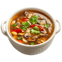 Chinese Soup with Mushrooms and Vegetables Transparent Background png