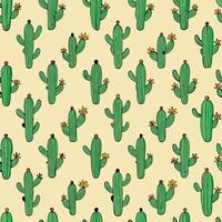 Seamless Pattern of Small Cacti on a Light Colored Background vector