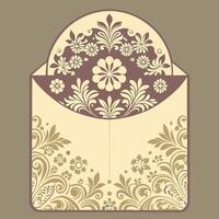 Elegant Wedding Pocket Envelopes Adorned with Intricate Damask Patterns vector