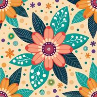 Geometric Abstraction Seamless Floral Pattern with Scattered Dots vector
