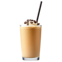 Free Isolated on Transparent Background, Creamy Latte coffee drink topped with whipped cream and coffee beans png