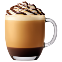 Free Isolated on Transparent Background, delicious coffee drink topped with whipped cream and chocolate drizzle creates delightful experience png
