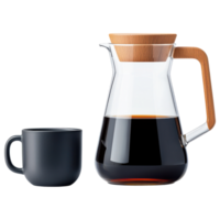 Free Isolated on Transparent Background, stylish coffee maker and cup create perfect setting for enjoying warm drink png