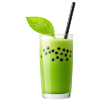 Free Isolated on Transparent Background, Refreshing matcha drink with hint of mint and tapioca pearls for delightful experience png