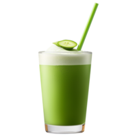 Free Isolated on Transparent Background, Refreshing matcha drink topped with foam and garnished with cucumber slices png