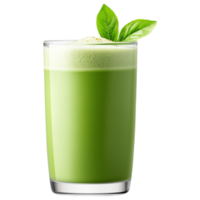 Free Isolated on Transparent Background, refreshing matcha drink with vibrant green color topped with fresh leaves creates delightful experience png