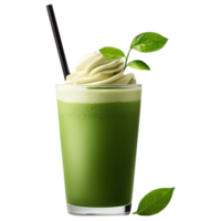 Free Isolated on Transparent Background, refreshing matcha drink topped with creamy foam and hint of green leaves brings joy to every sip png