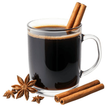 kostenlos isoliert auf transparent Hintergrund, warm trinken von Kaffee mit Zimt Stöcke und Star Anis schafft gemütlich Atmosphäre png