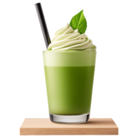 Free Isolated on Transparent Background, refreshing matcha drink topped with creamy foam and leaf garnish, perfect for any occasion png