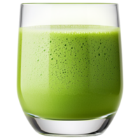 Free Isolated on Transparent Background, refreshing matcha drink in clear glass showcases its vibrant green color and frothy texture png