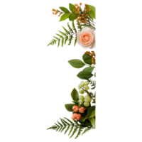 Free Isolated on Transparent Background, beautiful flower arrangement with vibrant leaves and delicate blooms creates lovely frame for any design png
