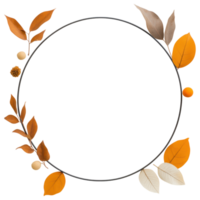 Free Isolated on Transparent Background, beautiful frame adorned with vibrant leaves and flowers creates warm and inviting atmosphere png