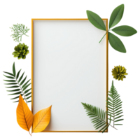 Free Isolated on Transparent Background, beautiful frame adorned with vibrant leaves and flowers creates stunning display for any occasion png