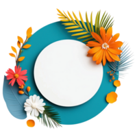 Free Isolated on Transparent Background, Bright flowers and vibrant leaves create beautiful frame for your creative ideas png