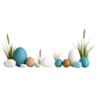 Free Isolated on Transparent Background, Easter eggs in decorative frame create vibrant spring atmosphere filled with joy and color png